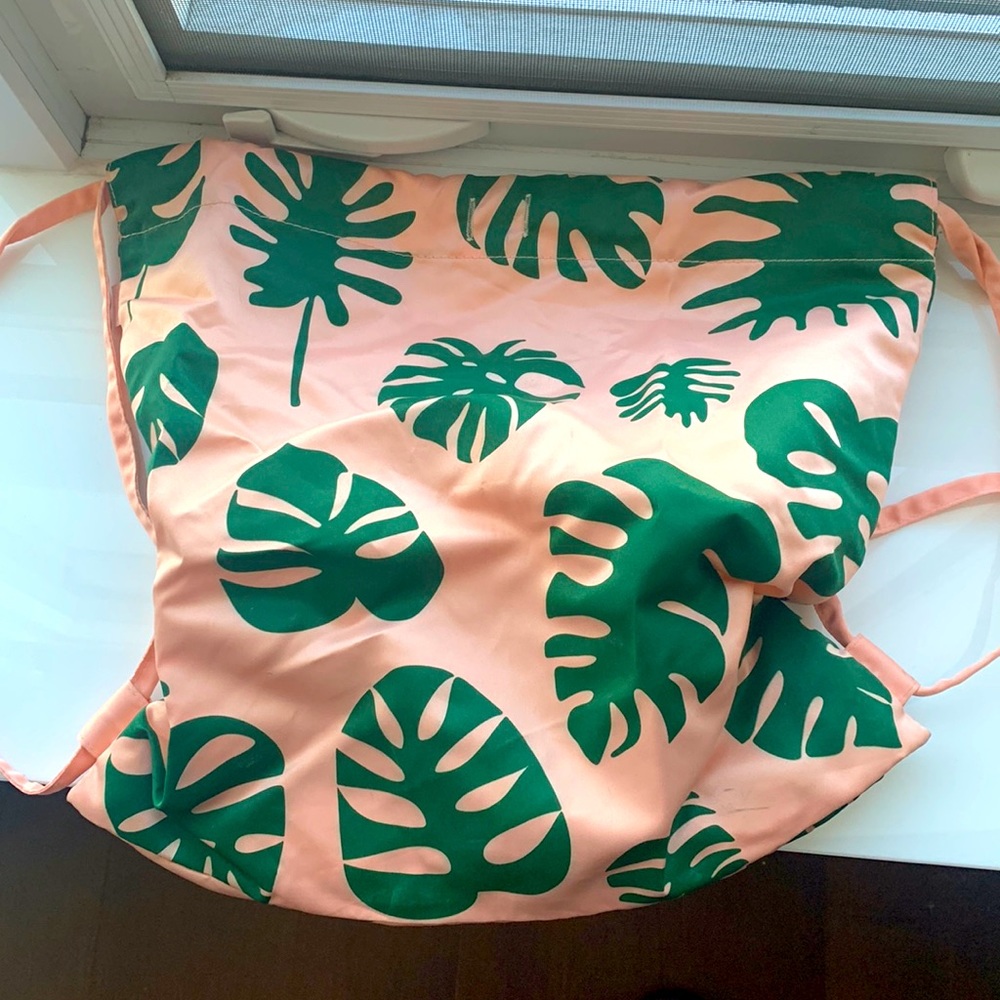 Pink palm leaf backpack